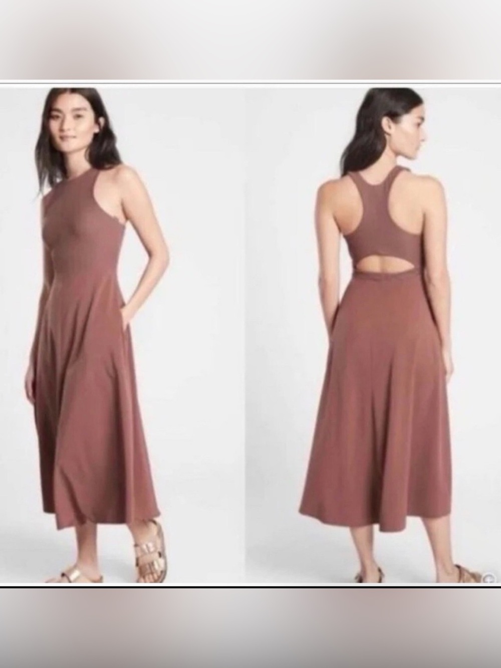 Athleta Winona Midi Support Dress Tan Taupe - XSmall